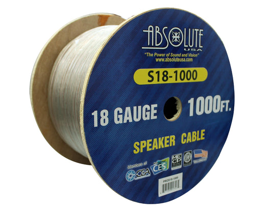 Absolute USA S181000 1000-Feet 18 Gauge Spool Speaker Wire
