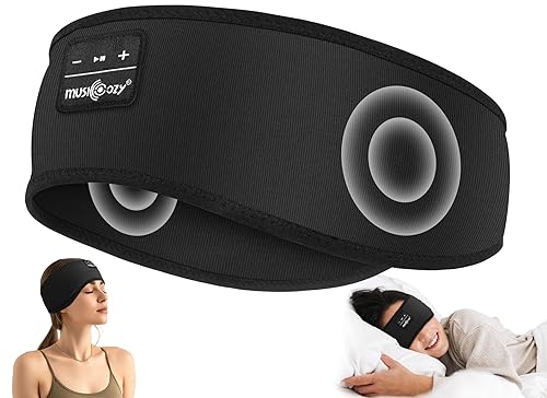 MUSICOZY Sleep Headphones Soft Bamboo Cotton Headband Headphones for Sleeping, Sleep Headphone Wireless Bluetooth 5.4 with Ultra-Thin HD Stereo