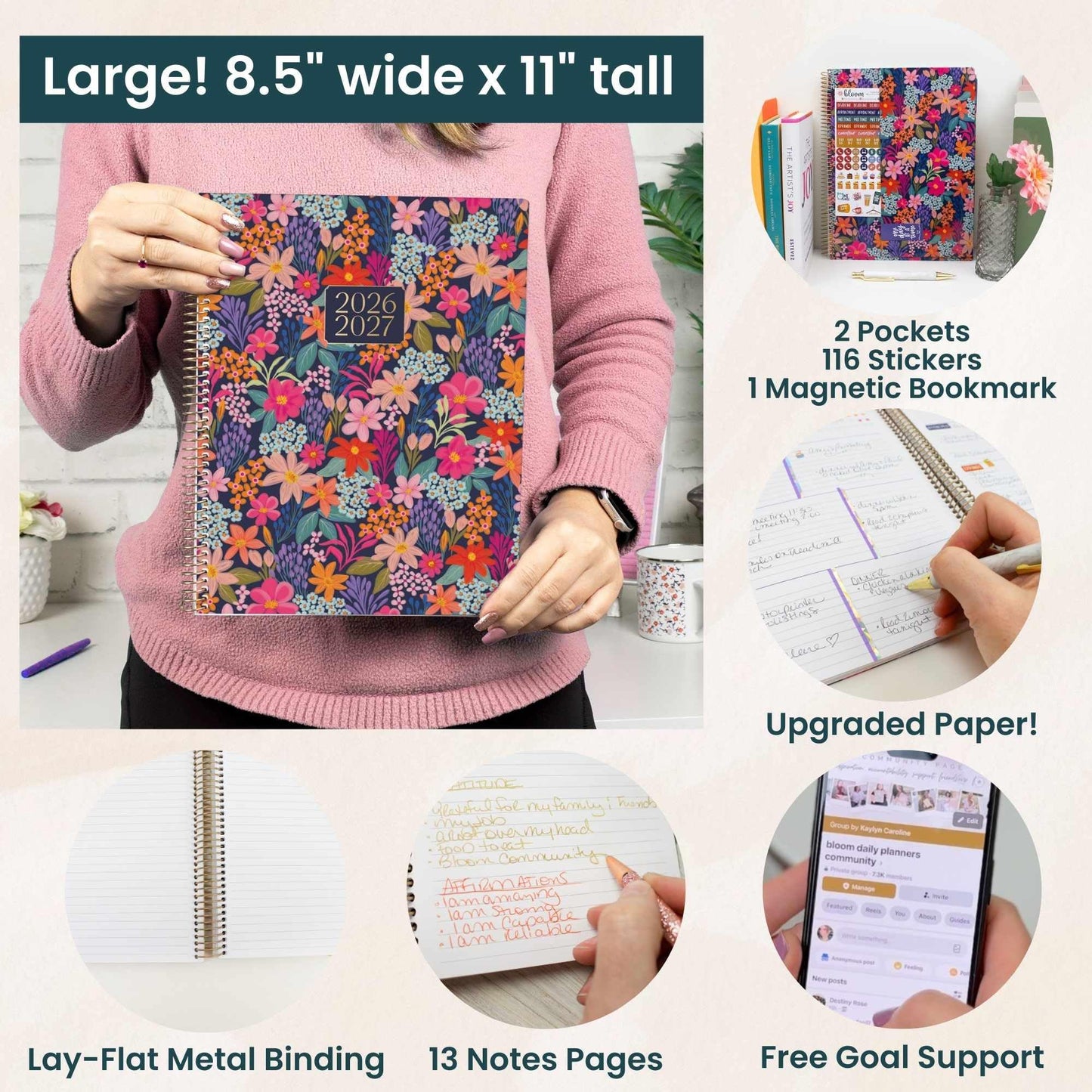 bloom daily planners 2026-2027 Planner (8.5” x 11") 13 Month Academic Year Organizer (July 2026 - July 2027) - Weekly & Monthly Agenda Book