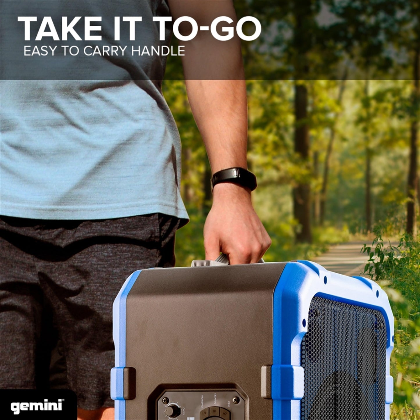 Gemini Portable Bluetooth Speaker with Wheels Party Speaker, IPX4 Water Resistant, LED Light Show, Dual Mic Inputs, Rechargeable Battery, Trolley