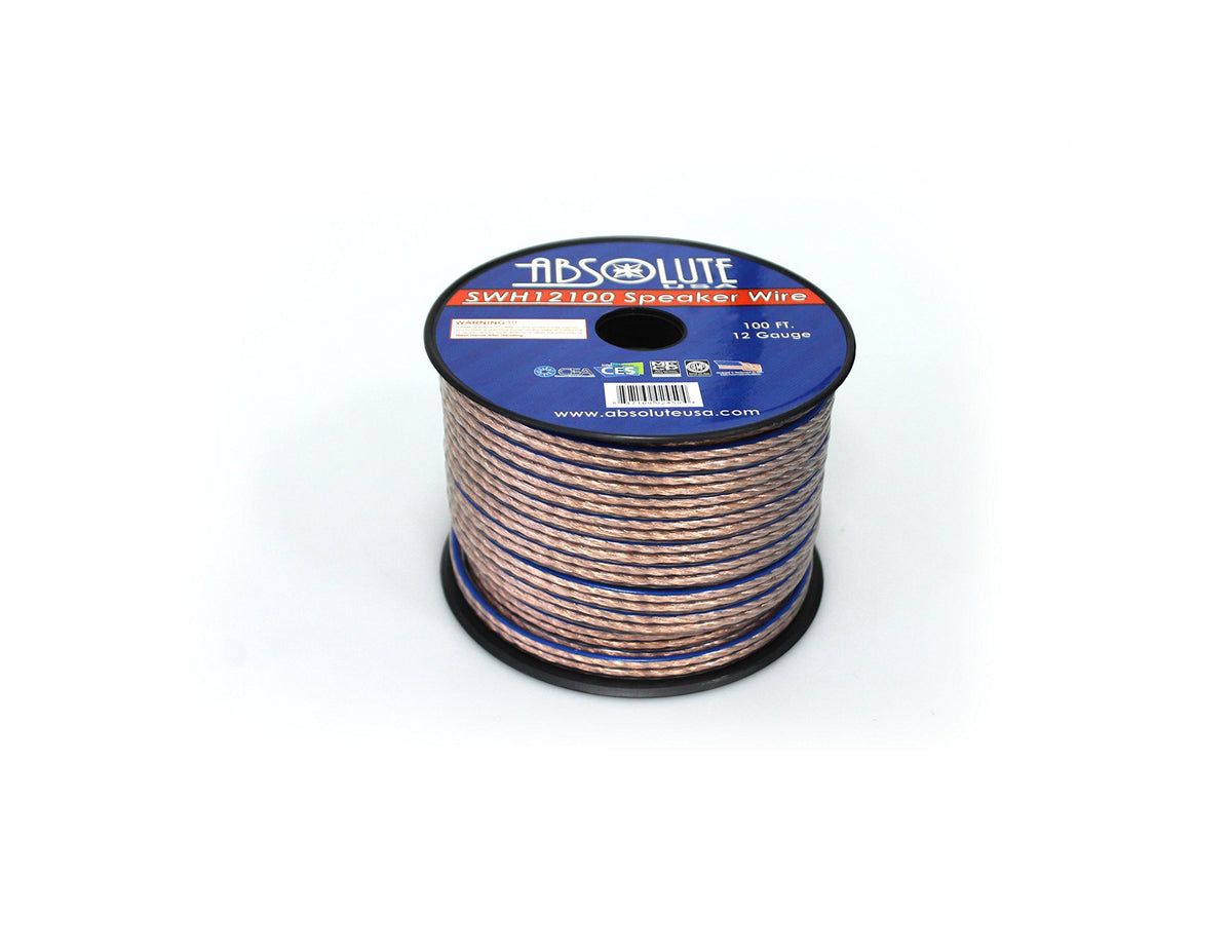 Absolute USA SWH12100 12 Gauge Car Home Audio Speaker Wire Cable Spool 100'