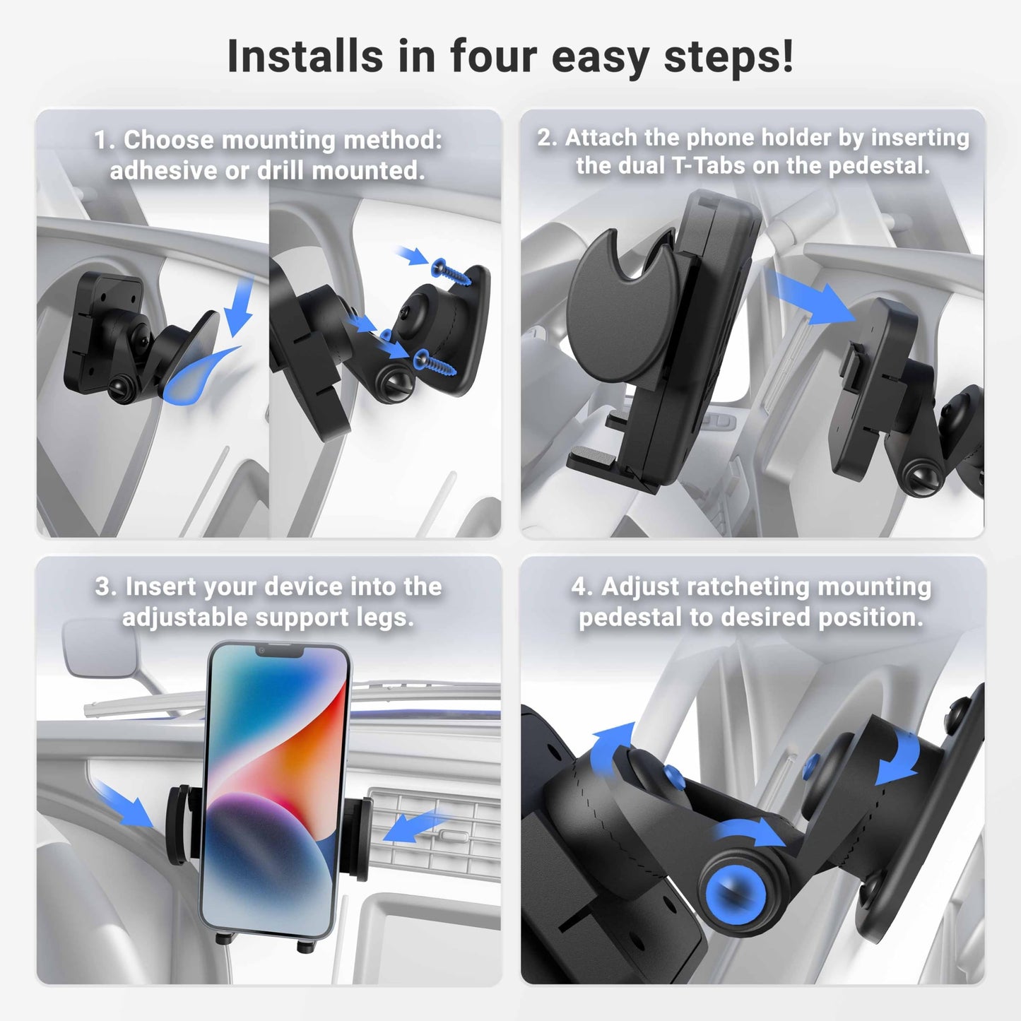 ARKON Mounts - Adhesive Truck & Car Phone Holder | Secure Grip | Versatile Compatibility | Easy Installation | Phone Holder For Car | For iPhone
