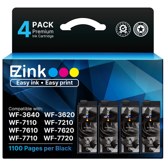 E-Z Ink Remanufactured Ink Cartridge Replacement for 252XL for Epson Printer Workforce WF-7110 WF-7710 WF-7720 WF-3640 WF-3620 Standard Capacity (4