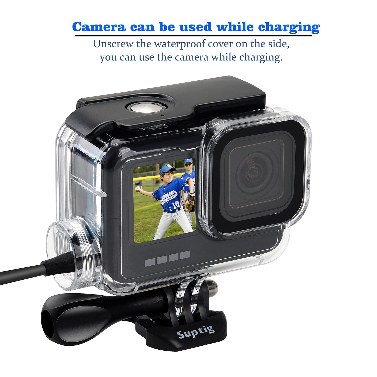 Suptig Waterproof Case, Underwater Case, Diving Case Protective Compatible for Gopro Hero 13, 12, 11, 10, 9 Black Waterproof 164Ft