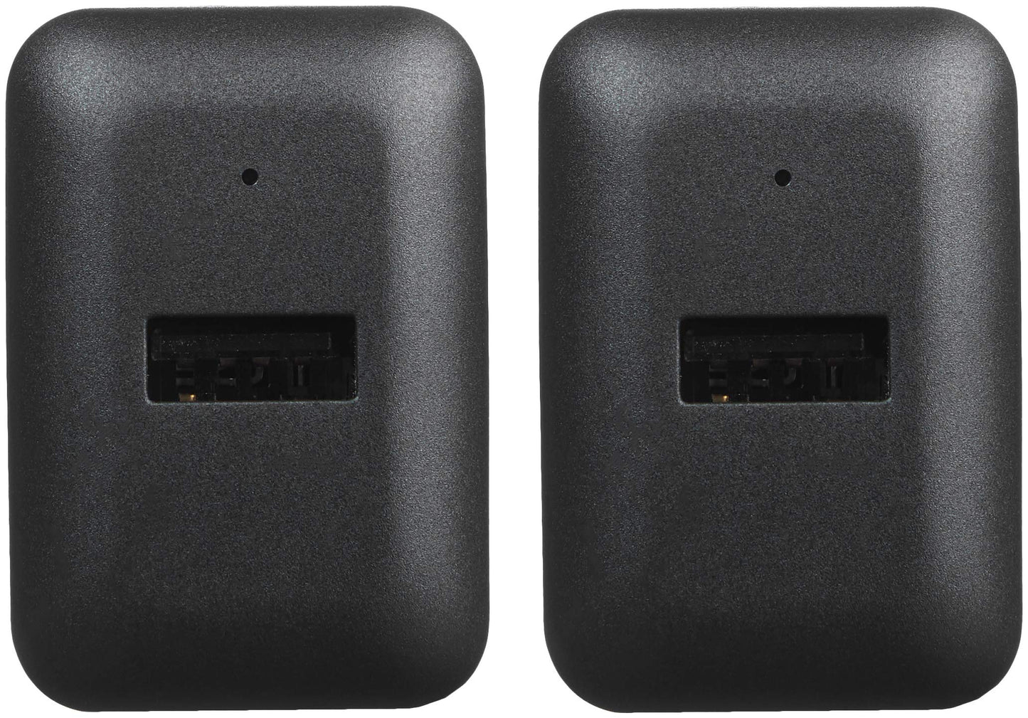 Amazon Basics 12W One Port USB-A Portable Wall Charger (2.4A) for Phones (iPhone 16/15/14/13/12/11/X, Samsung, and more), 2-Pack, Black