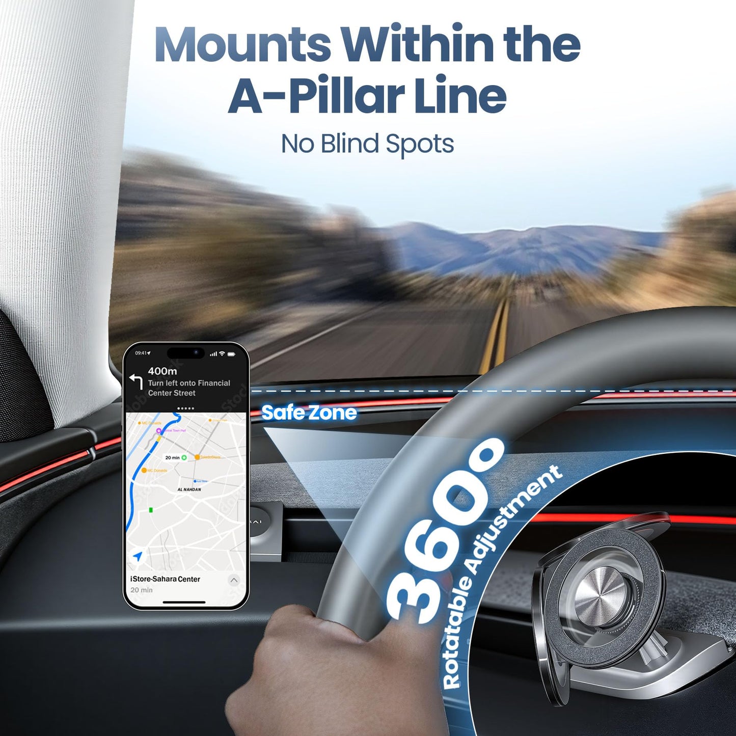 Magnetic Phone Mount for 2025 2026 Tesla Model Y Juniper, Driver-Side Vent MagSafe Phone Holder for 2024-2026 Tesla Model 3 Highland, Tesla Model Y