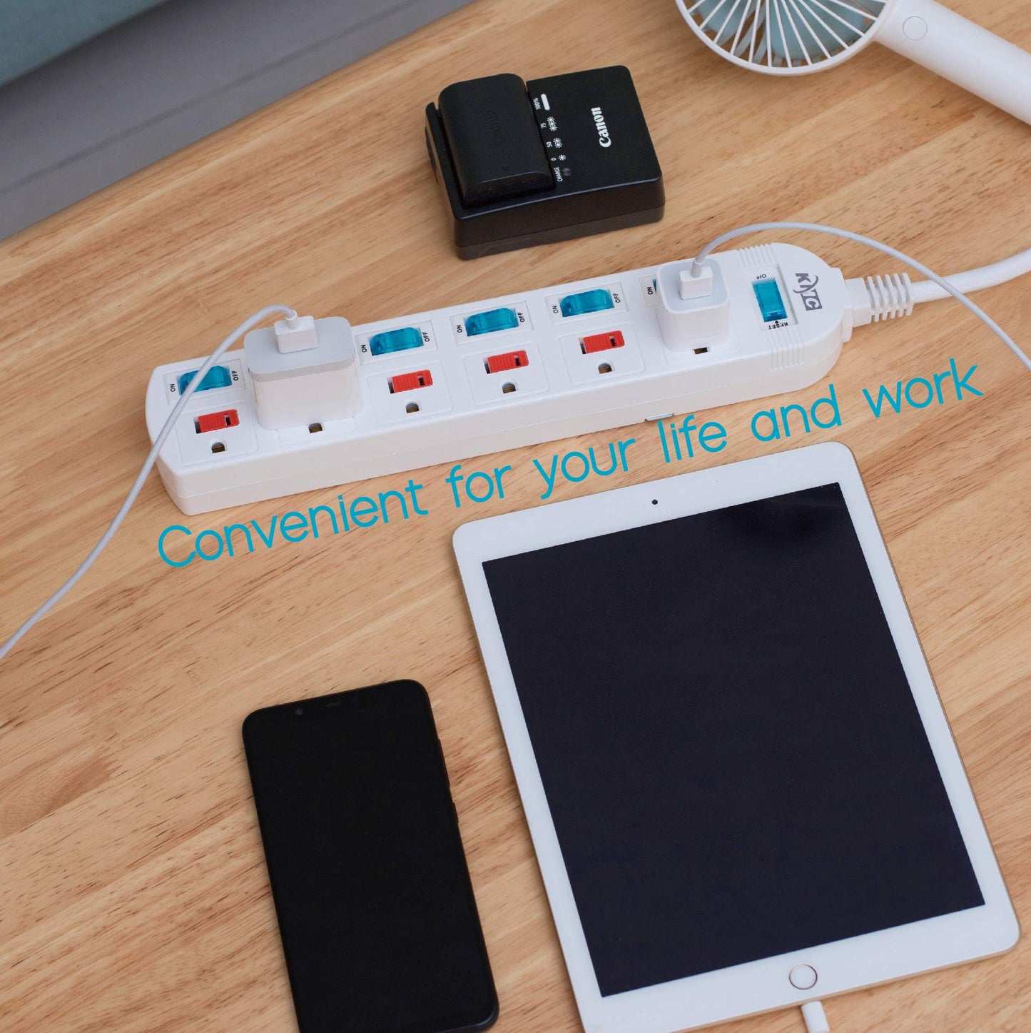 KMC 6 Outlet Power Strip with Multi-Outlet Independent Switches, Overload Protector,4-Foot Cord