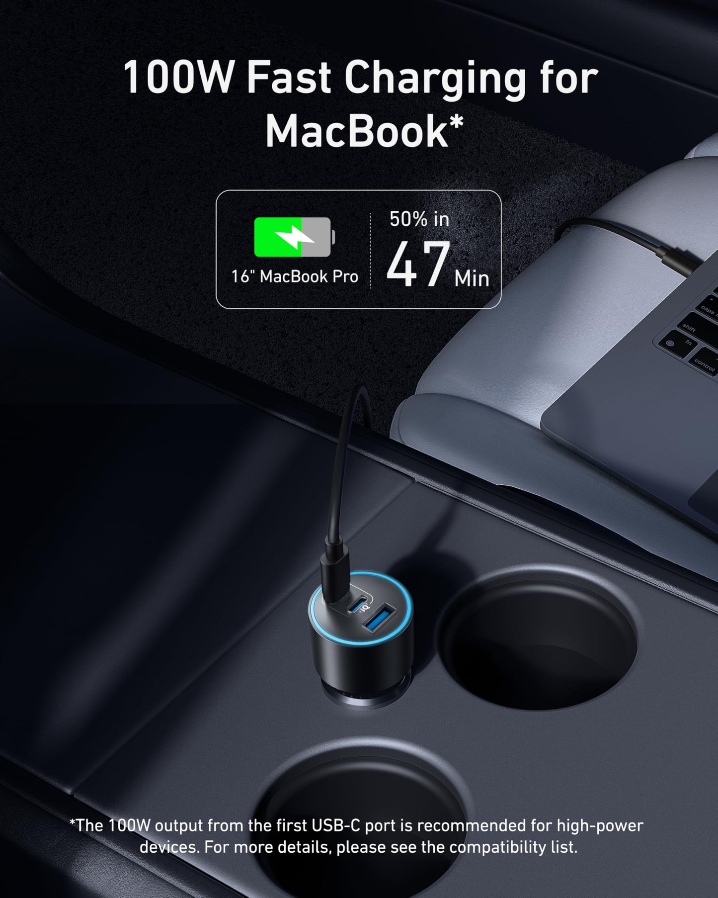 Anker iPhone 17 USB-C Car Charger, 167.5W Max 3-Port Ultra-Compact Type-C Fast Car Charger for MacBook Pro/Air, iPhone 17/16/15 Series, Samsung