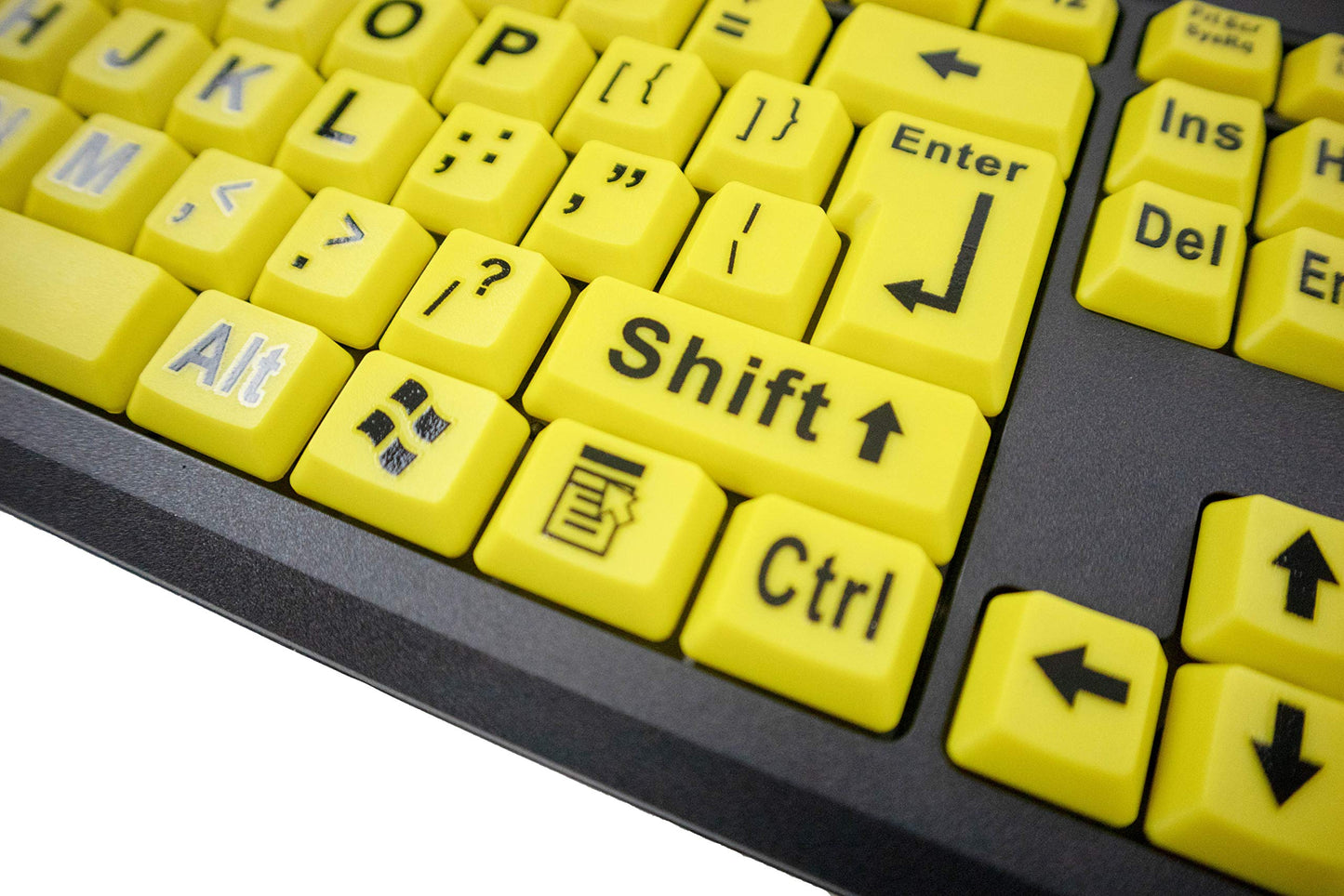 Big Bright Easy See Keyboard & Mouse - USB Wired - High Contrast Yellow with Oversized Black Letters - for Seniors, Visually Impaired - QWERTY