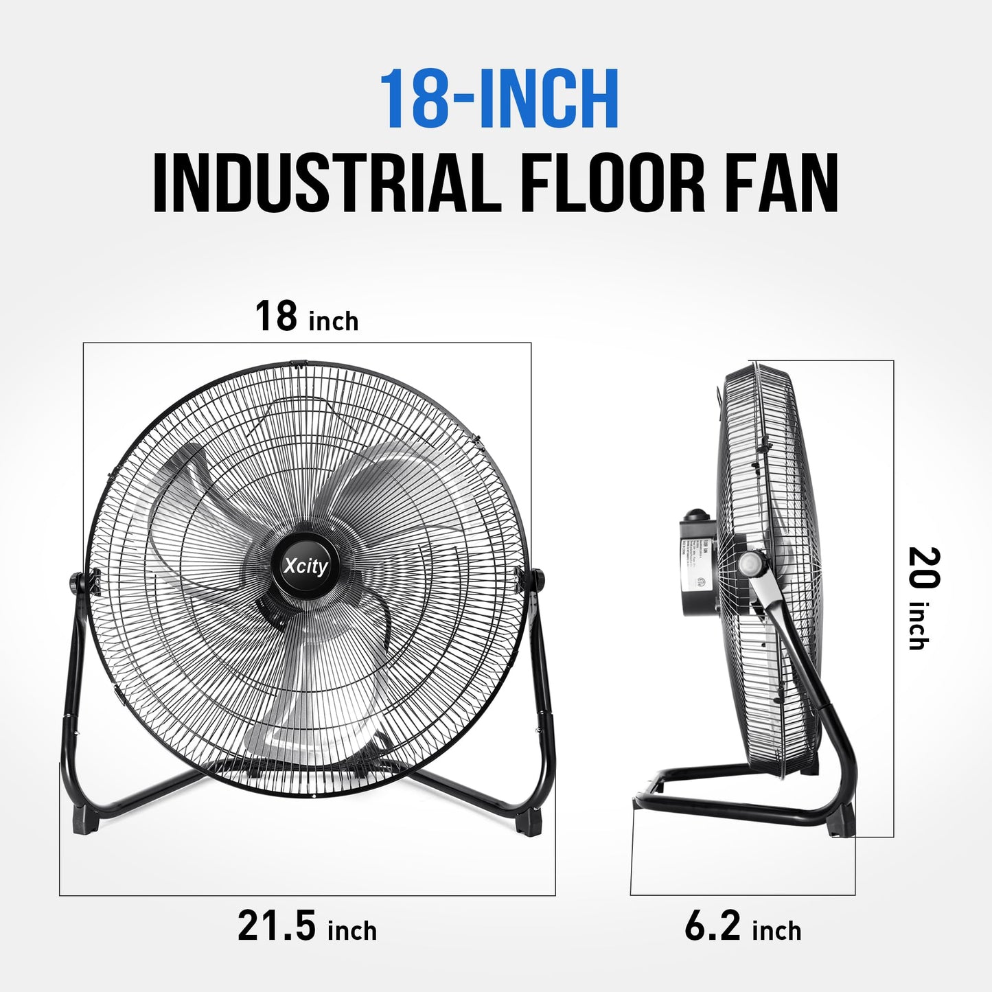 Xcity 18 Inch Metal Floor & Box Fan High Velocity 4000 CFM