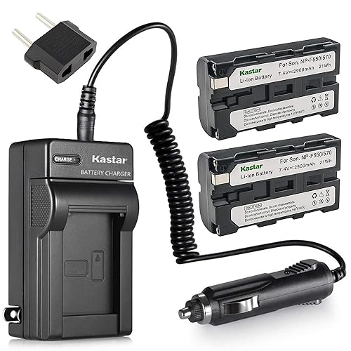 Kastar 2x Battery + Charger Replacement for Sony NP-F550 NP-F570 NP-F330 DCM-M1 DCR-SC100 DCR-TR7 DSC-CD250 DSC-D700 D-V500 EVO-250 GV-A100 HDR-AX2000