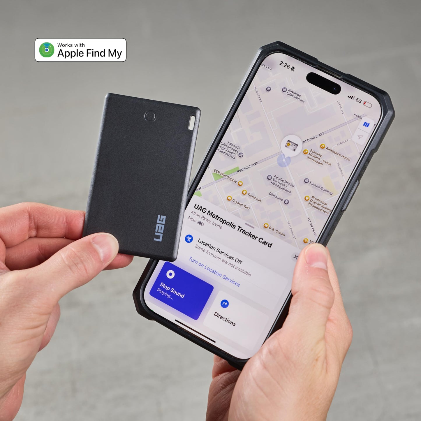URBAN ARMOR GEAR UAG Slim Wallet Kevlar Black with Tracker Card Compatible with Apple iOS - 6 Cards Holder with Kickstand RFID Block Metropolis