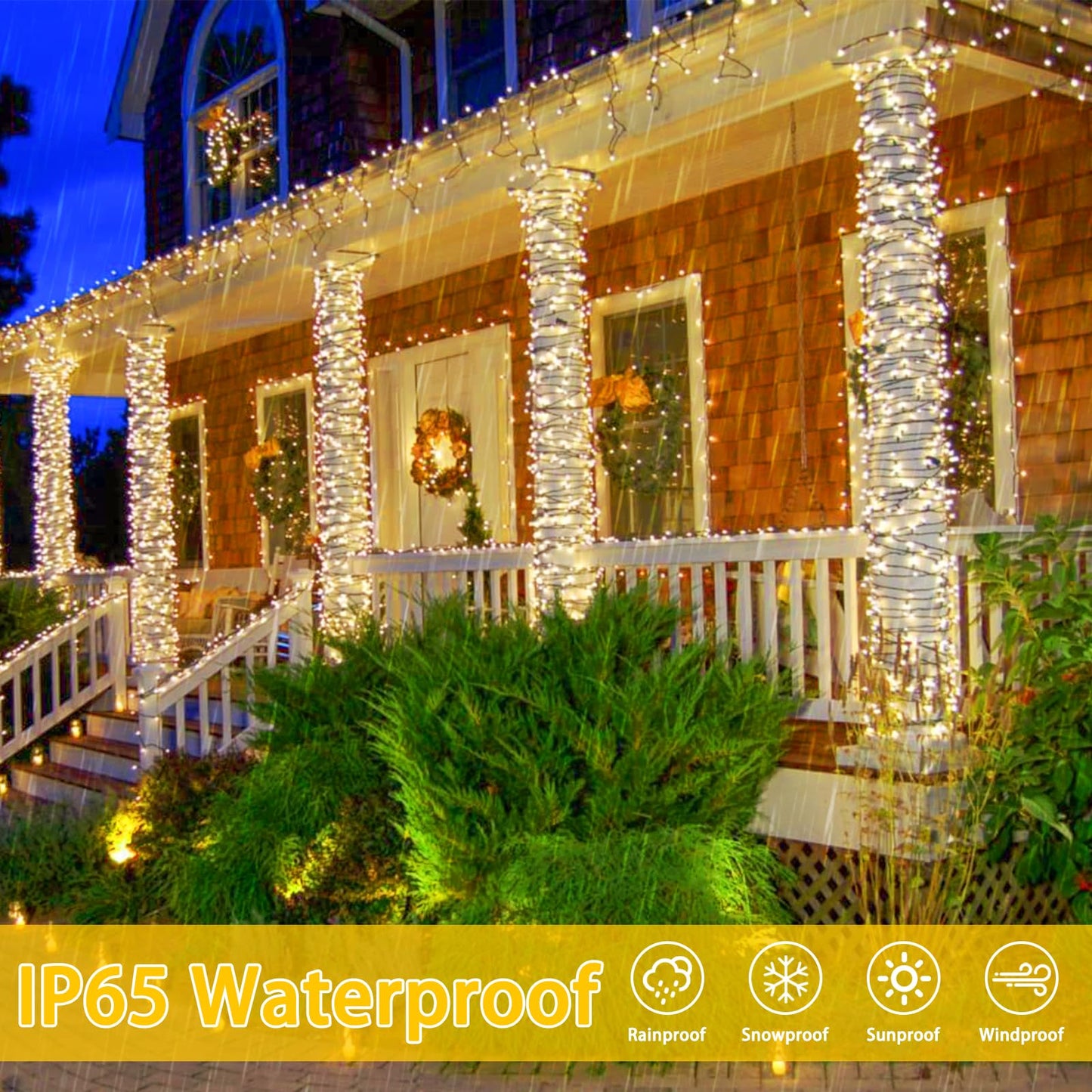 2 Pack 480 LED Solar String Lights for Outside, 170 FT Super Long Solar Chrismas Lights Outdoor with 8 Modes & Memory Function, Waterproof Twinkle