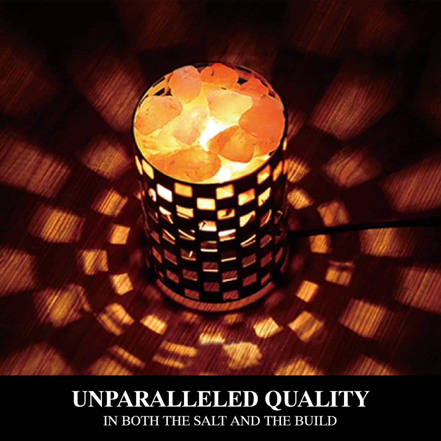 Himalayan Glow Projective Style Metal Basket Night Light with Pink Chunks, Bulb,(ETL Certified) Dimmer Switch,Calming & Relaxing Salt Lamp, Pink Salt