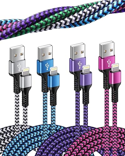 [3ft/4-Pack]iPhone Charger, Nylon Braided USB A to Lightning Cable, Apple Fast Charging Cords Compatible with iPhone 14/14 Pro Max/13/13 Pro/13…