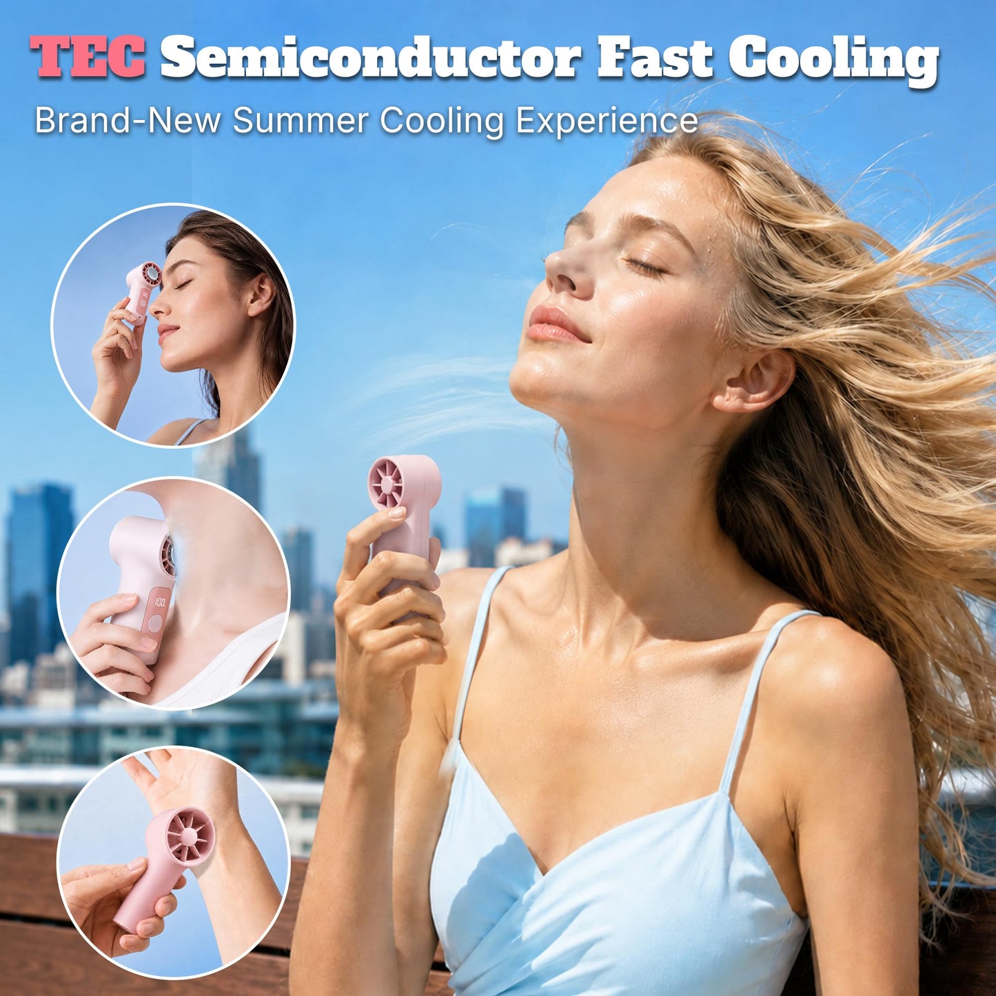 Sovrelon Portable Clip-On Mini Fan with Ice Cooler,Turbo Personal Handheld Mini Fan 3000mAh Rechargeable?Detachable Clip,Pocket Size for Travel/Eye