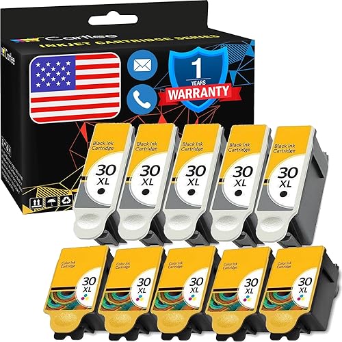 Cartlee Compatible Ink Cartridges Replacement for Kodak 30xl for Kodak Hero 3.1, Hero 5.1, ESP 3.2, ESP C110, C310, C315, Office 2150, Office 2170 (10