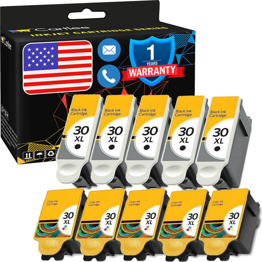 Cartlee Compatible Ink Cartridges Replacement for Kodak 30xl for Kodak Hero 3.1, Hero 5.1, ESP 3.2, ESP C110, C310, C315, Office 2150, Office 2170 (10