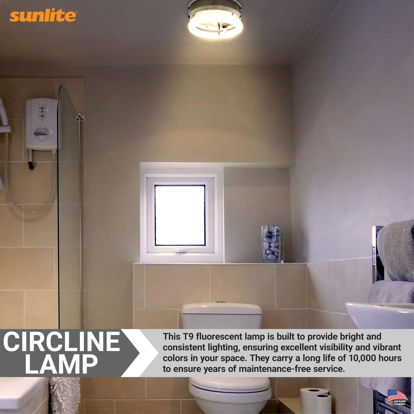 Sunlite FCL30/30K T9 Round Fluorescent Circline Lamp, 30 Watts, 2050 Lumens, 3000K Warm White, RoHS Compliant, G10Q 4-Pin Base, 1 Pack