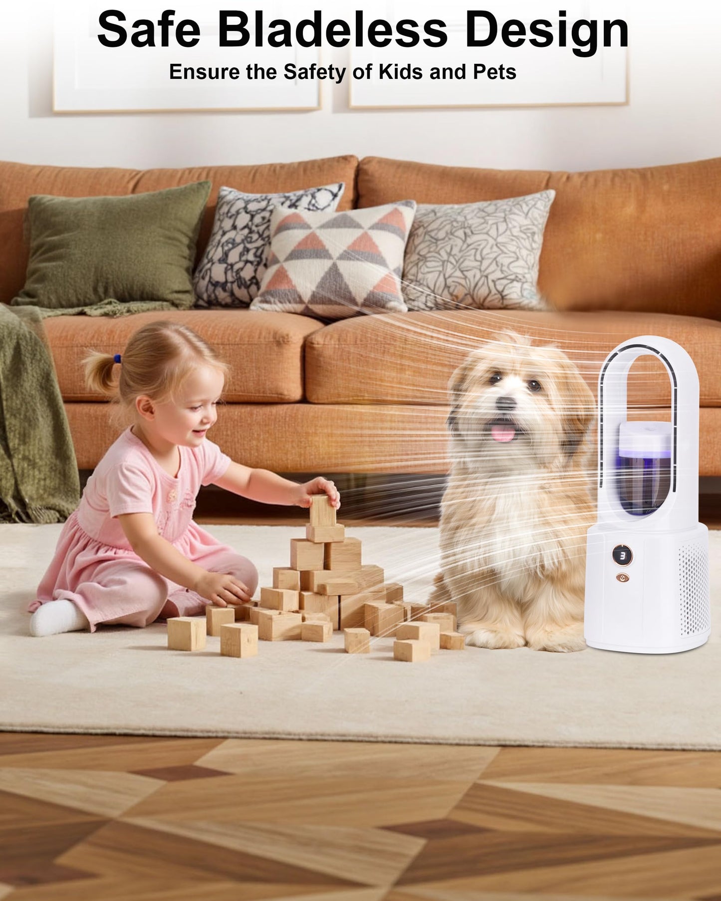 Kaaeiccr Bladeless Desk Fan with Cooling Mist Humidifier