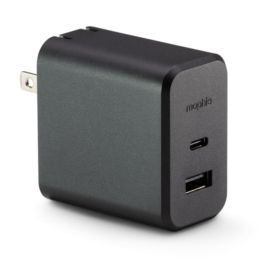 Mophie GaN 60W USB C Charger Block with USB A Port - Fast Wall Charger for iPhone, iPad, Google Pixel, Samsung Galaxy, MacBook Pro, Laptops, and More