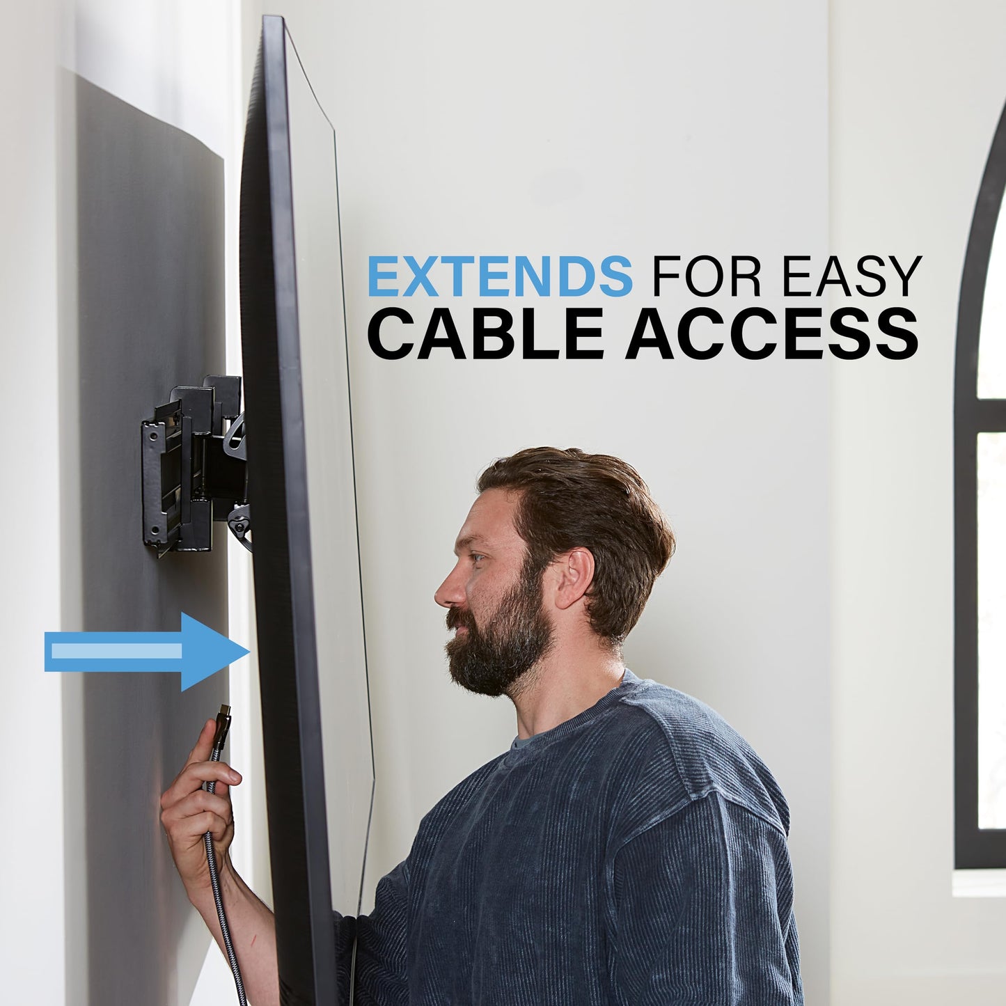 SANUS Extendable Tilting TV Wall Mount for 32”-90” TVs up to 110 lbs - 5.2” Extension for Easy Cable Access and Added Tilt, Tool-Free Tilt to Reduce