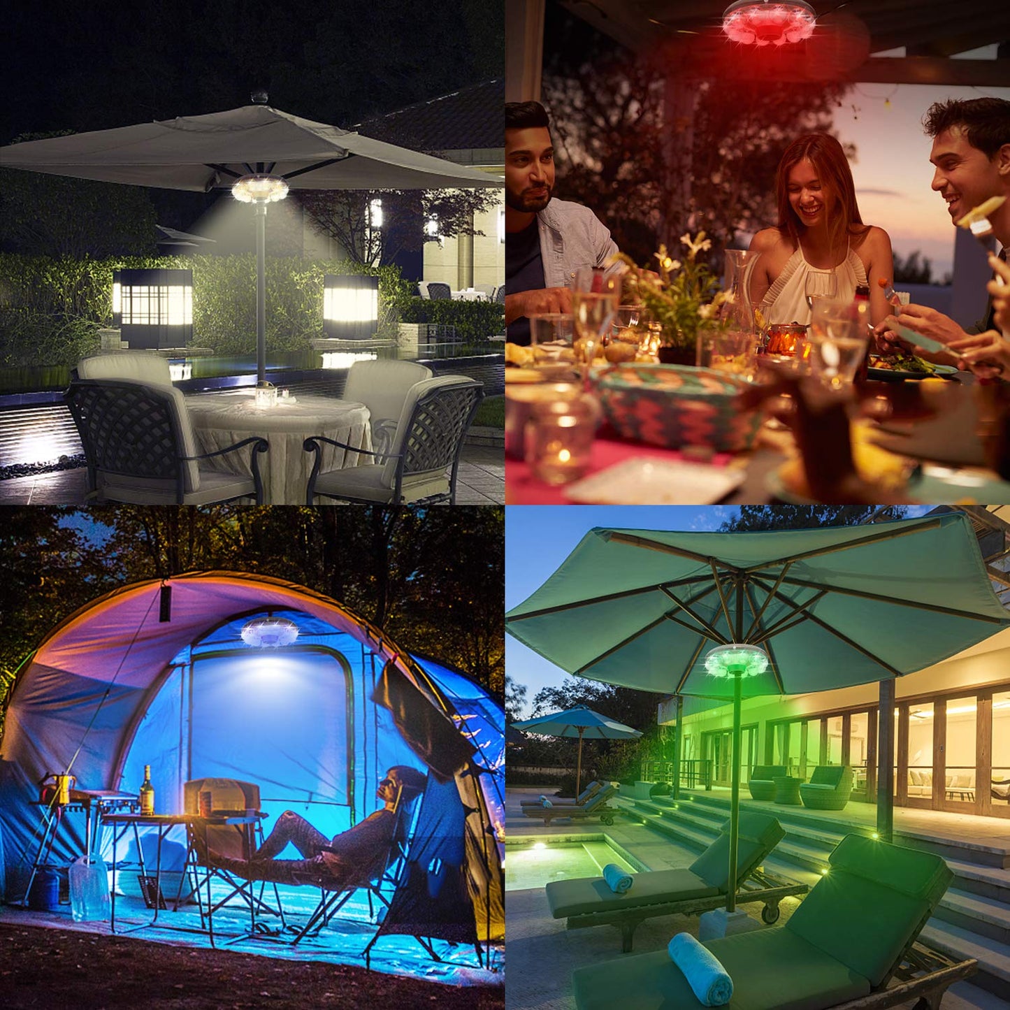 BIGMONAT Battery Operated Hanging Lights Outdoor Patio Umbrella Light RF Remote Control,12 Colors Changing Pole Light for Umbrella,Wireless Under