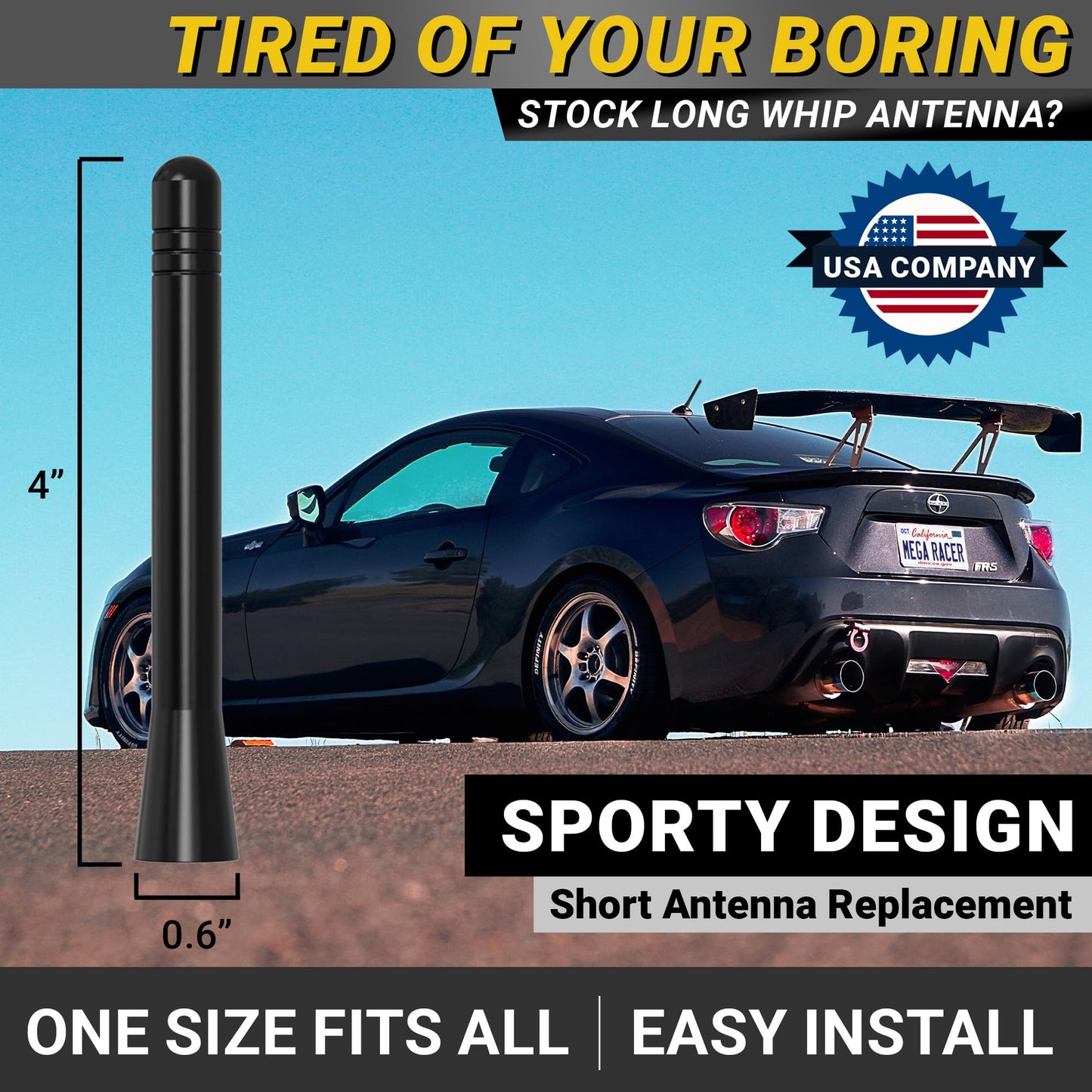 Universal 4" Short Black Truck Antenna for Ford F150 F250 Bronco RAM 1500 Chevy Silverado GMC Sierra Wrangler Gladiator Tundra Tacoma RAV4 Rogue, Car