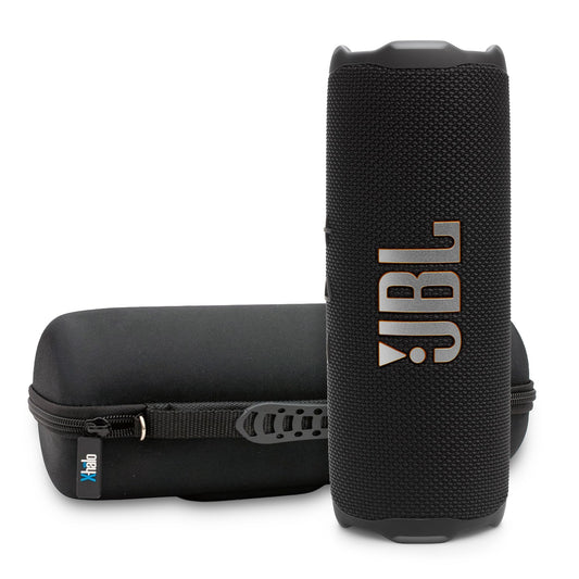 JBL FLIP 7 (Black) Waterproof Portable Speaker Bundle with X-Halo Hardcase (Black)