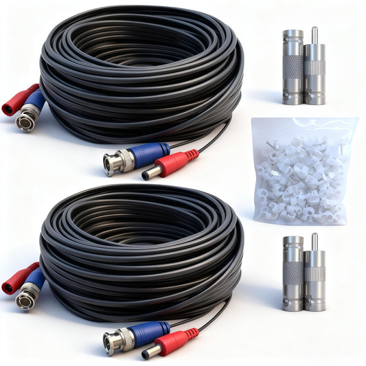 LETONDA BNC Video Cable - 4mm Thickened Upgraded Version A Safer More Reliable Integrated BNC Video Power Extension Cable for Security Camera CCTV