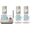 AT&T DL72319 DECT 6.0 3-Handset Cordless Phone for Home with Connect to Cell, Call Blocking, 1.8" Backlit Screen, Big Buttons, intercom,