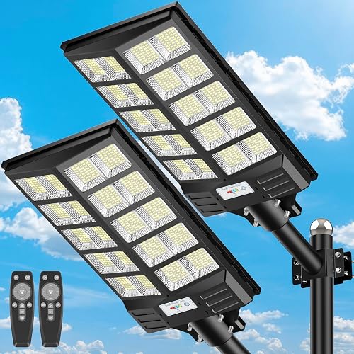 JOYEYE Solar Street Light 8000W, Solar Street Light Outdoor High Lumens, Solar Parking Lot Lights 6500K, Solar Lights Outdoor Motion Sensor Dusk