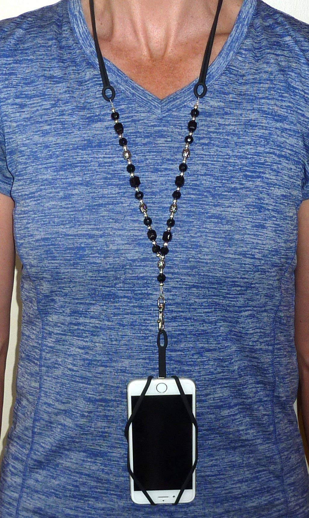 Hidden Hollow Beads Beaded Women's Handmade USA Lanyard Silicone Strap, Cell Phone Teacher Nurse Keys Keychain Exersize ID Card Badge Holder