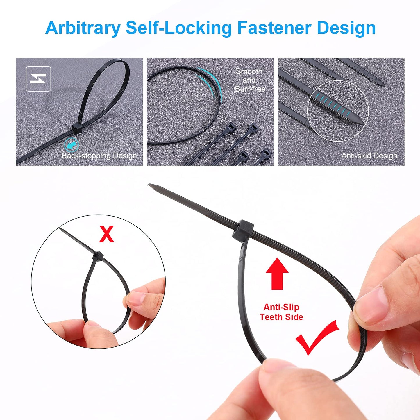 Arme Heavy Duty Zip Ties?2000 QTY/Pack Black Cable Zip Ties, Cable Zip Ties Nylon Self-Locking Black Ties,High-Strength Cable Zips Ties Assorted Sizes