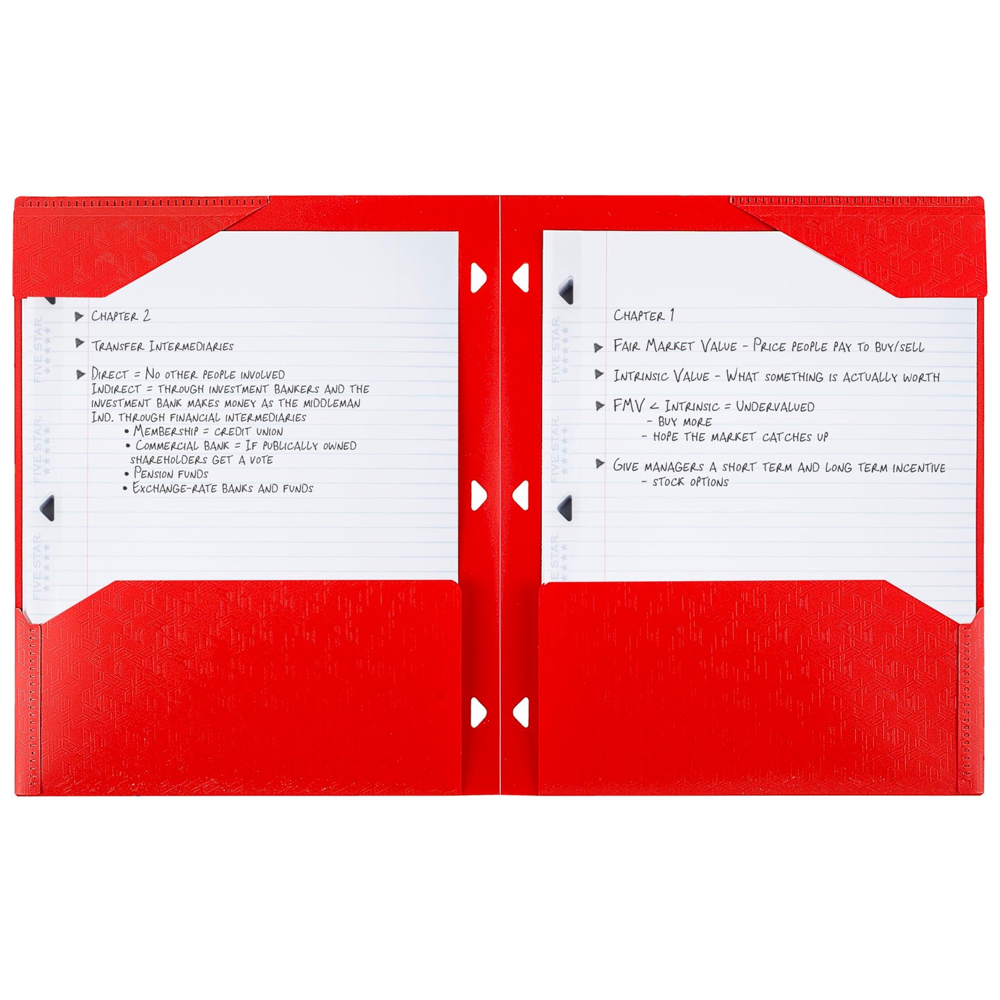 Five Star 2-Pocket Folder, Plastic Folder with Stay-Put Tabs, Fits 3-Ring Binder, Holds 8-1/2" x 11" Paper, Fire Red (333420D-ECM)