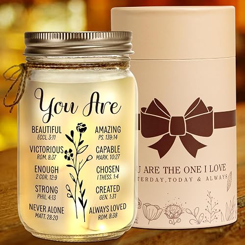 Kenon Mason Jar Night Light Gift for Friend, Birthday Day Gifts for Women, Home Decoration Lights, Personalized Night Light Birthday Mothers Day