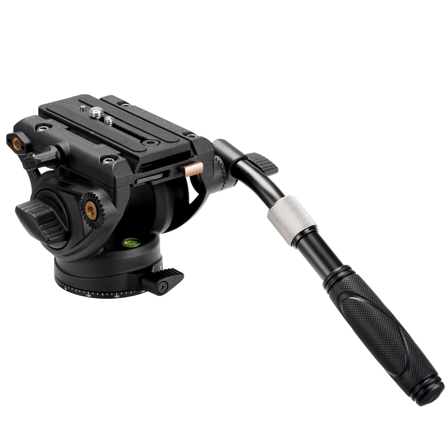 Cayer K6 Fluid Head, Metal Camera Tripod Head with Adjustable Pan Handle, Heavy Duty Video Tripod Pan Tilt Head for Video Cameras, DSLR Cameras