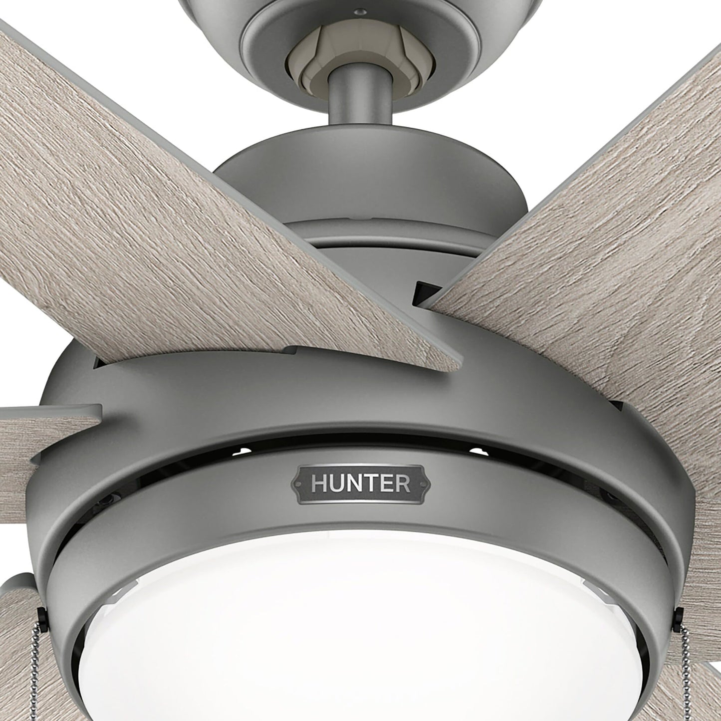 Hunter Fan 48 Inch Matte Silver Indoor Ceiling Fan with Light and Pull Chain for Bedroom, Living Room/Family Room, Office, Basement, Kitchen, Dining
