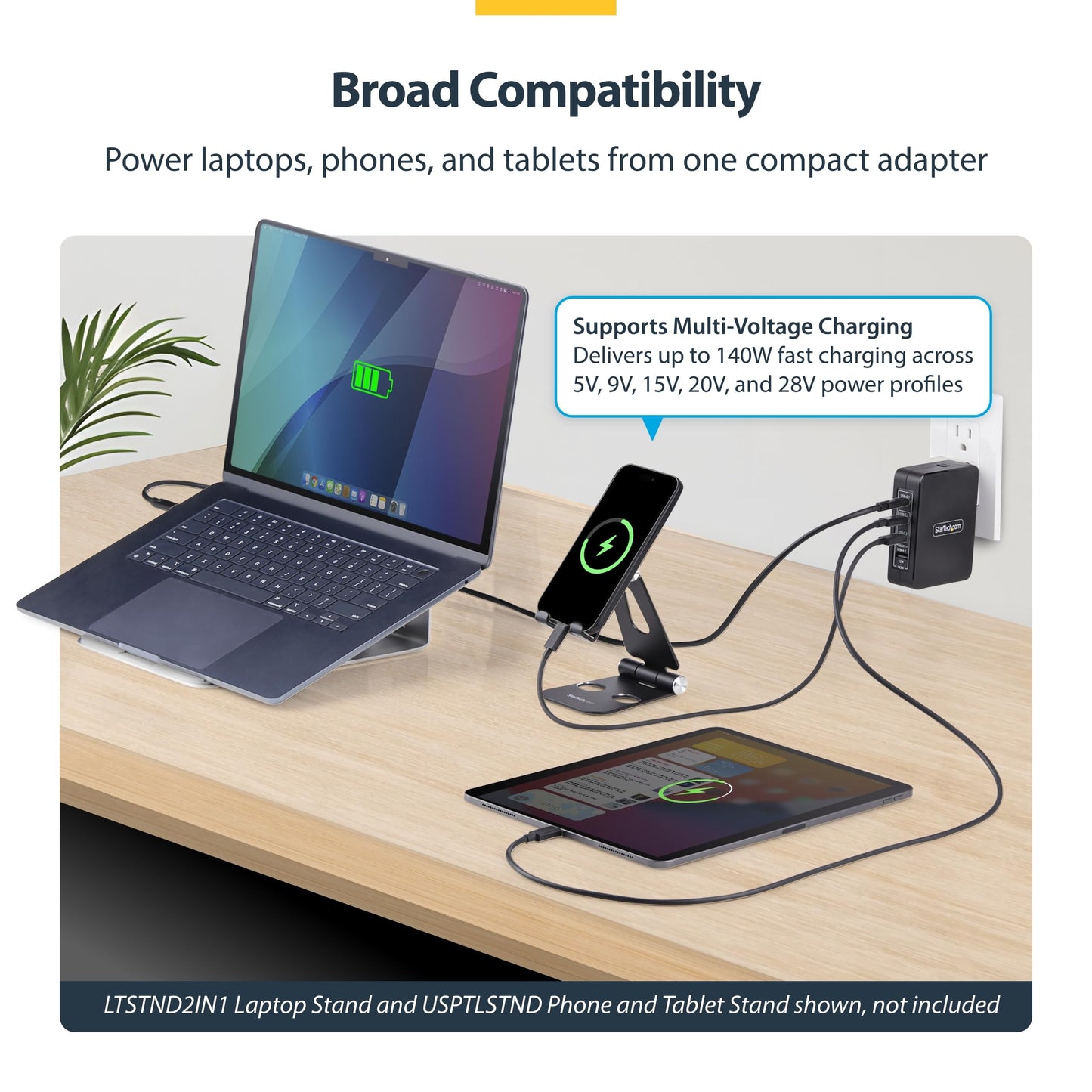 StarTech.com 140W USB-C Wall Charger, 3X USB-C/1x USB-A, PD 3.1 GaN Power Adapter for MacBook, Dell XPS/Inspiron/Precision
