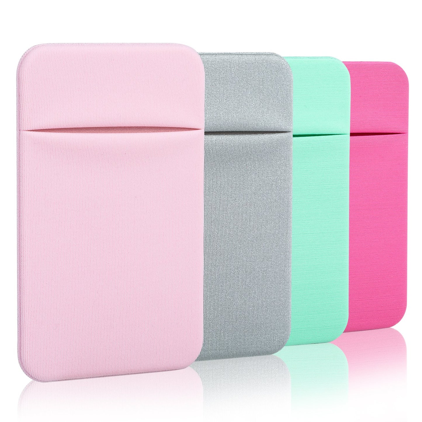 Costyle 4 Pack Slim Cell Phone Card Holder for Back of Phone, Stretchy Lycra Stick on Credit Card Wallet Pocket ID Case Pouch Self Adhesive Sticker