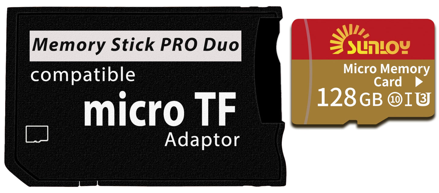 PSP Memory Stick Adapter with 128GB Micro SD Card, Micro SD/SDHC/SDXC to Memory Stick PRO Duo MagicGate Card Compatible with PlayStation Portable
