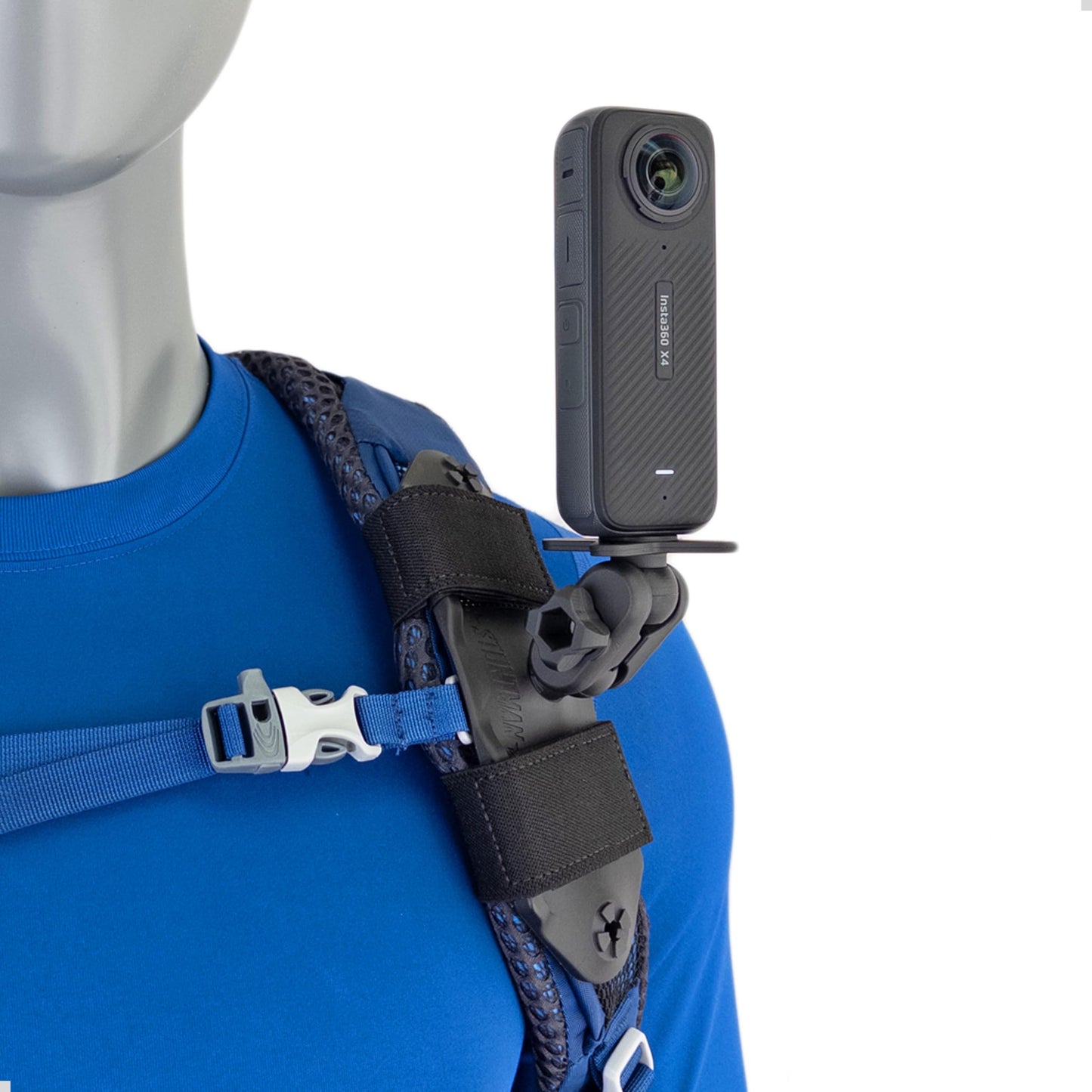STUNTMAN Pack Mount High-Stability - Backpack Shoulder Strap Mount for Action Cameras with a Tripod Socket - fits Insta360 (X4, X3, X2, ONE RS 1-Inch