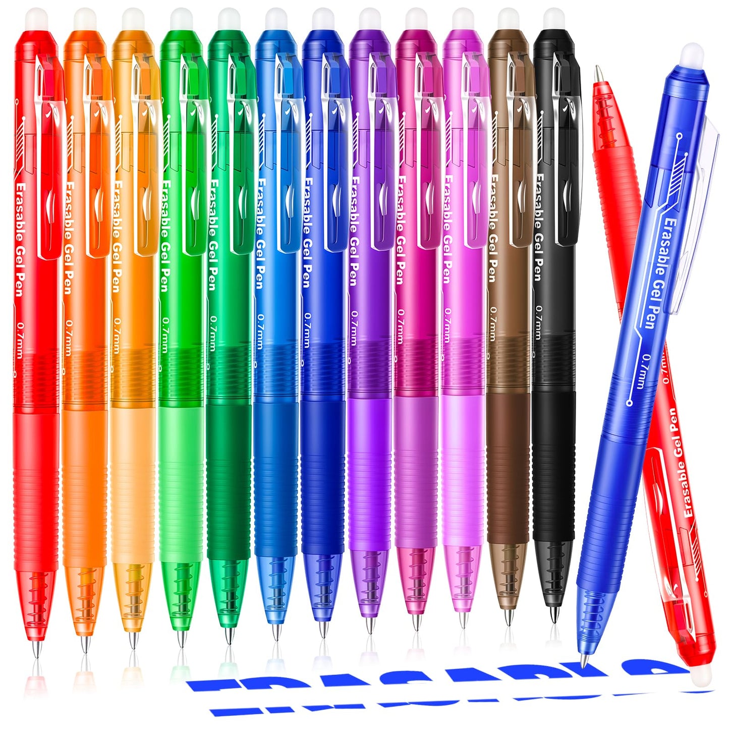 sunacme Erasable Gel Pens, Retractable Erasable Gel Pen Clicker Fine Point 0.7 mm, Smooth Ink for Completing Sudoku and Crossword Puzzles(8 Black/4