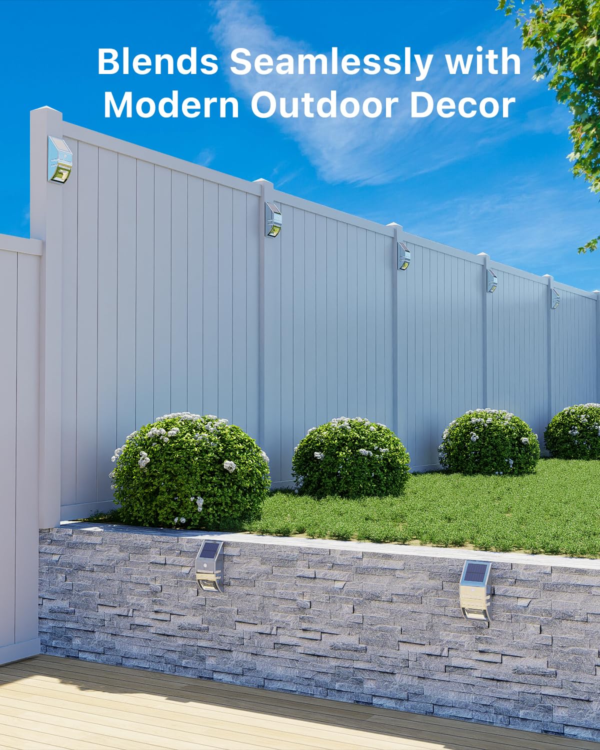 4 Pack Solar Wall Lights, Stainless Steels Outdoor Waterproof Motion Sensor Modern Metal Lamps for Fence, Deck, Post, Stair, Front Porch, Dock, Patio