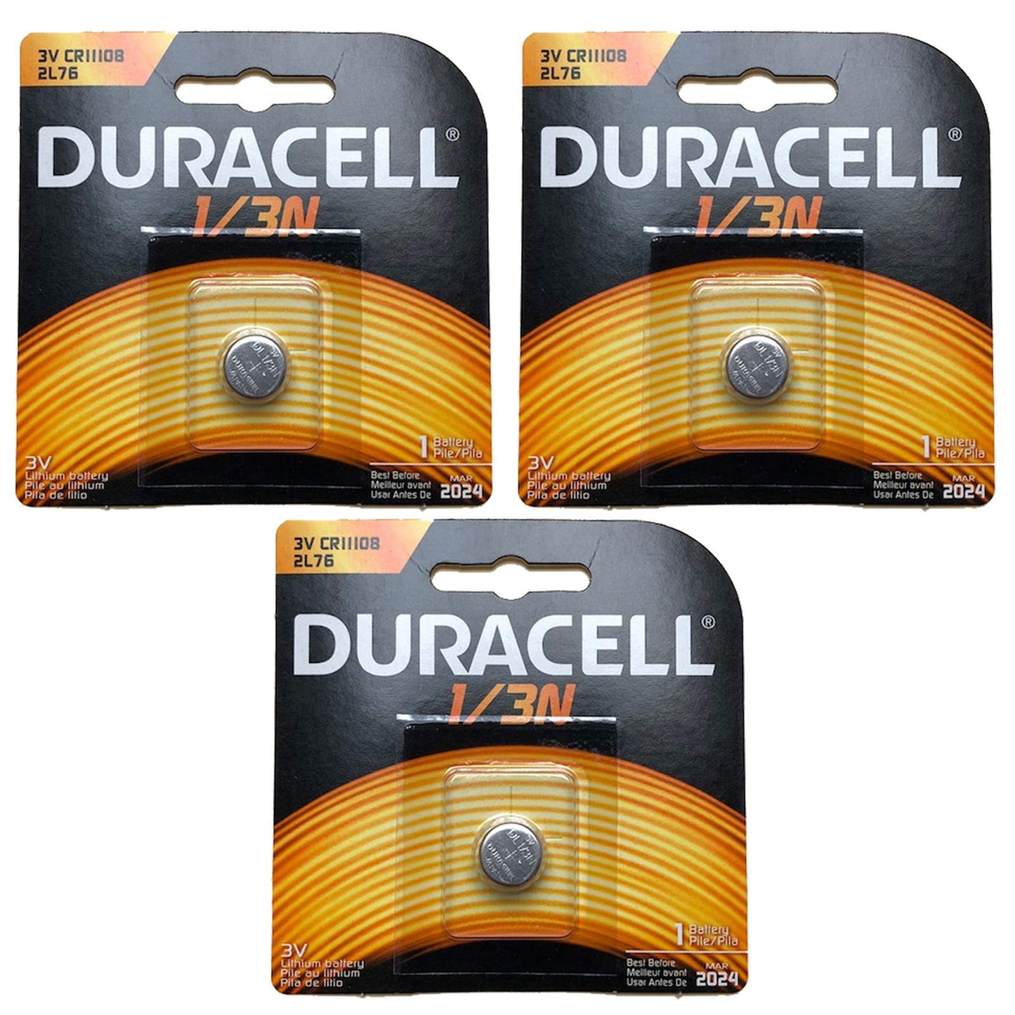 3x Duracell Photo DL CR1/3N 2L76 3V Lithium Battery Replaces Duracell DL-1/3N, 3N, Ray-O-Vac 867, 2L76, Energizer 2L76BP, 2L76-BP, CR1108, IEC…