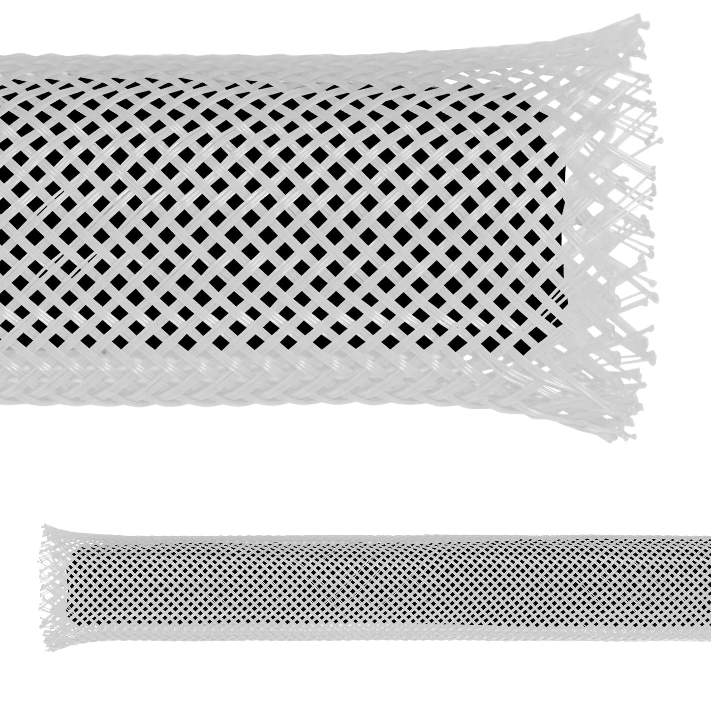 Electriduct 1/8" PET Expandable Braid Sleeving Flame Retardant Flexible Wire Mesh for Cord Management and Cable Protection - 25 Feet - White