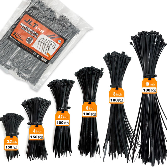 700 Pcs Cable Ties,6 Size 3.2/4/4.7/6/8/10 Inch Black Nylon Electrical Zip Ties,Zipties Assorted Sizes for Home Office,Gardening,Electronics,Cable