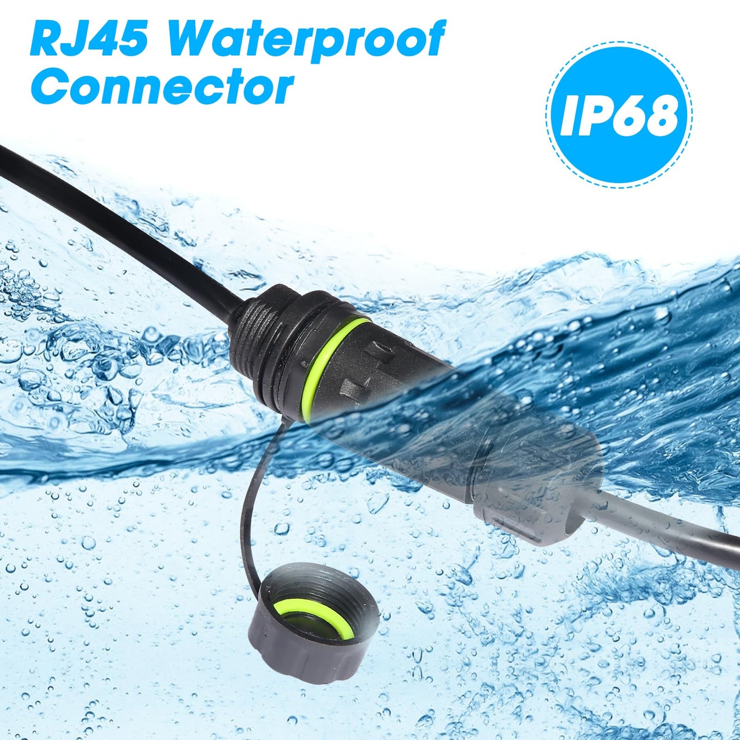 ELifeApply RJ45 Panel Mount Waterproof Connector IP68 Cable Connector with Wire, Female to Female, with Shielding Cable Coupler-CAT6-M20-Green-1 PC