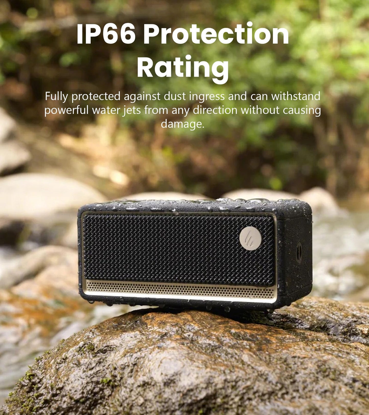 Edifier ES60 Bluetooth Speaker, Portable with Stereo Pairing, IP66 Dustproof & Waterproof 9H Playtime BT5.4 34W RMS Dual Device Connection Ambient