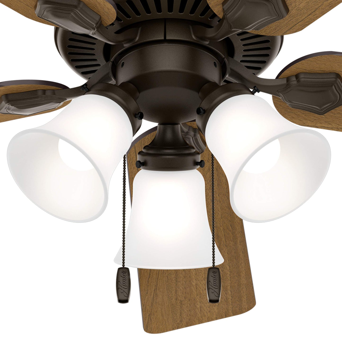Hunter Fan 52 inch Indoor Traditional New Bronze Ceiling Fan with Light Kit (Renewed)